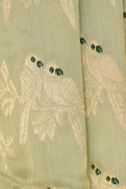 Image of Chanderi Silk Light Pista Green Saree