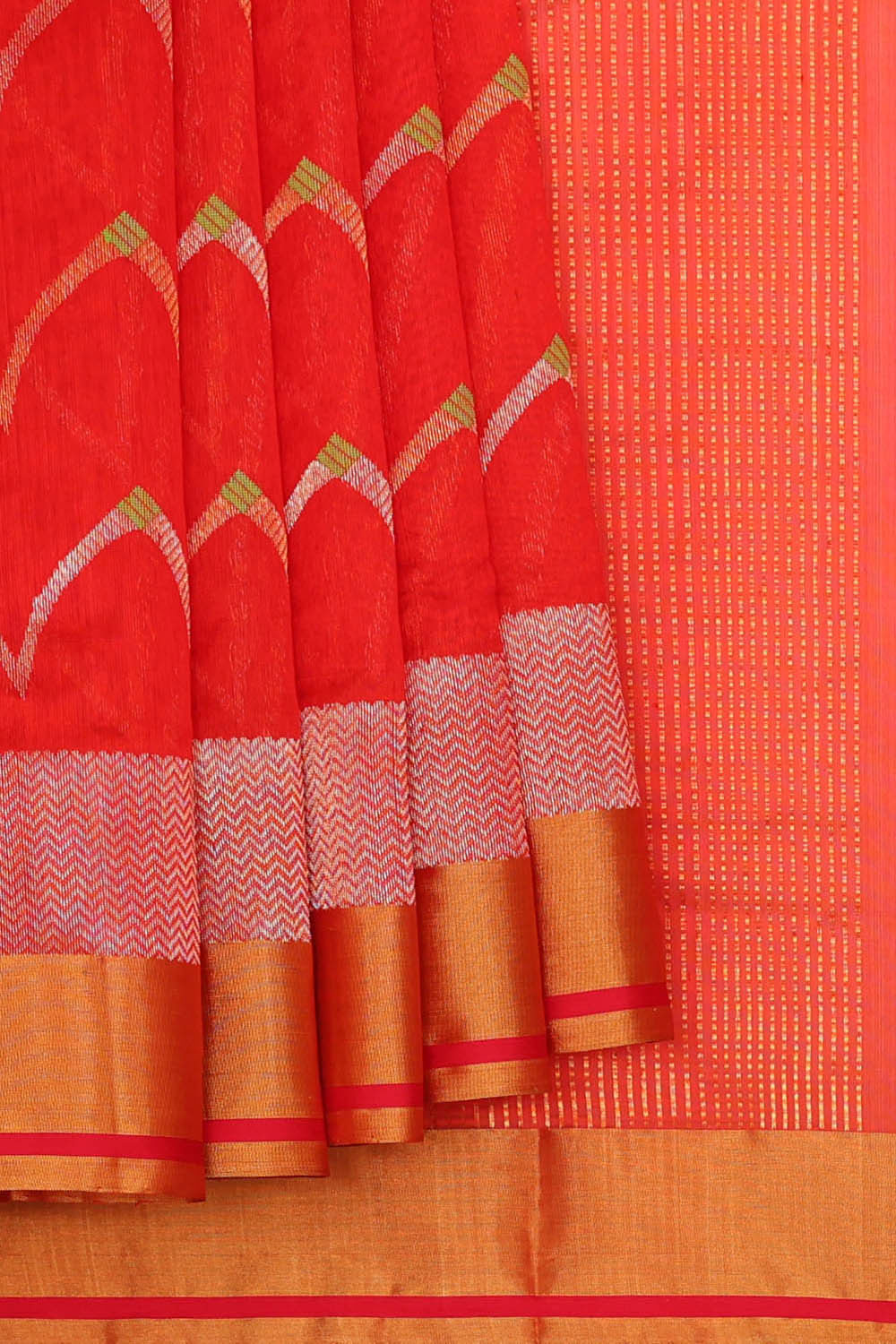 Chanderi Silk Red Saree