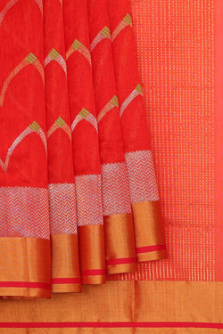 Image of Chanderi Silk Red Saree
