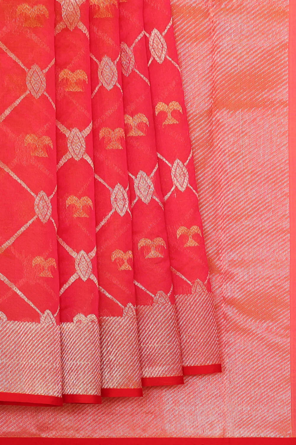 Chanderi Silk Red Saree
