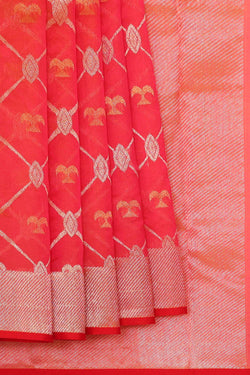 Image of Chanderi Silk Red Saree