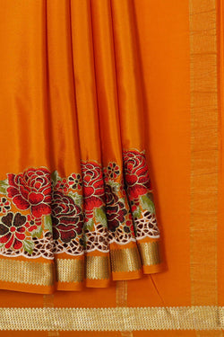 Image of Binny Crepe Mustard Orange Saree