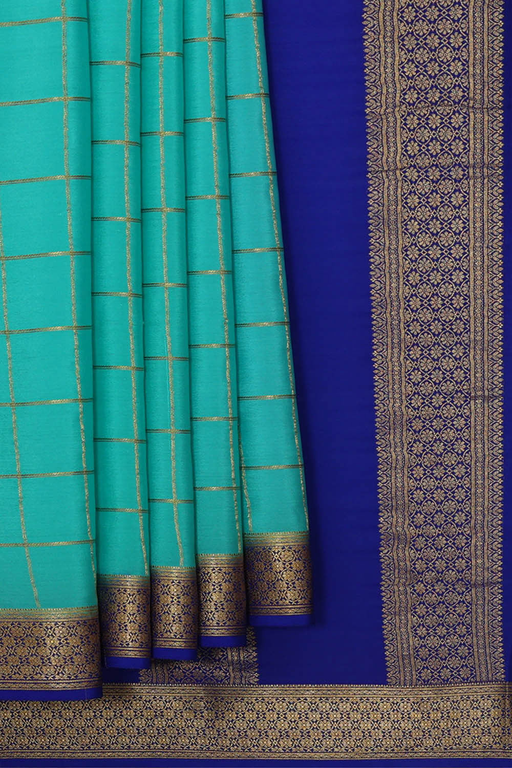 Binny Crepe Turquoise Blue Saree