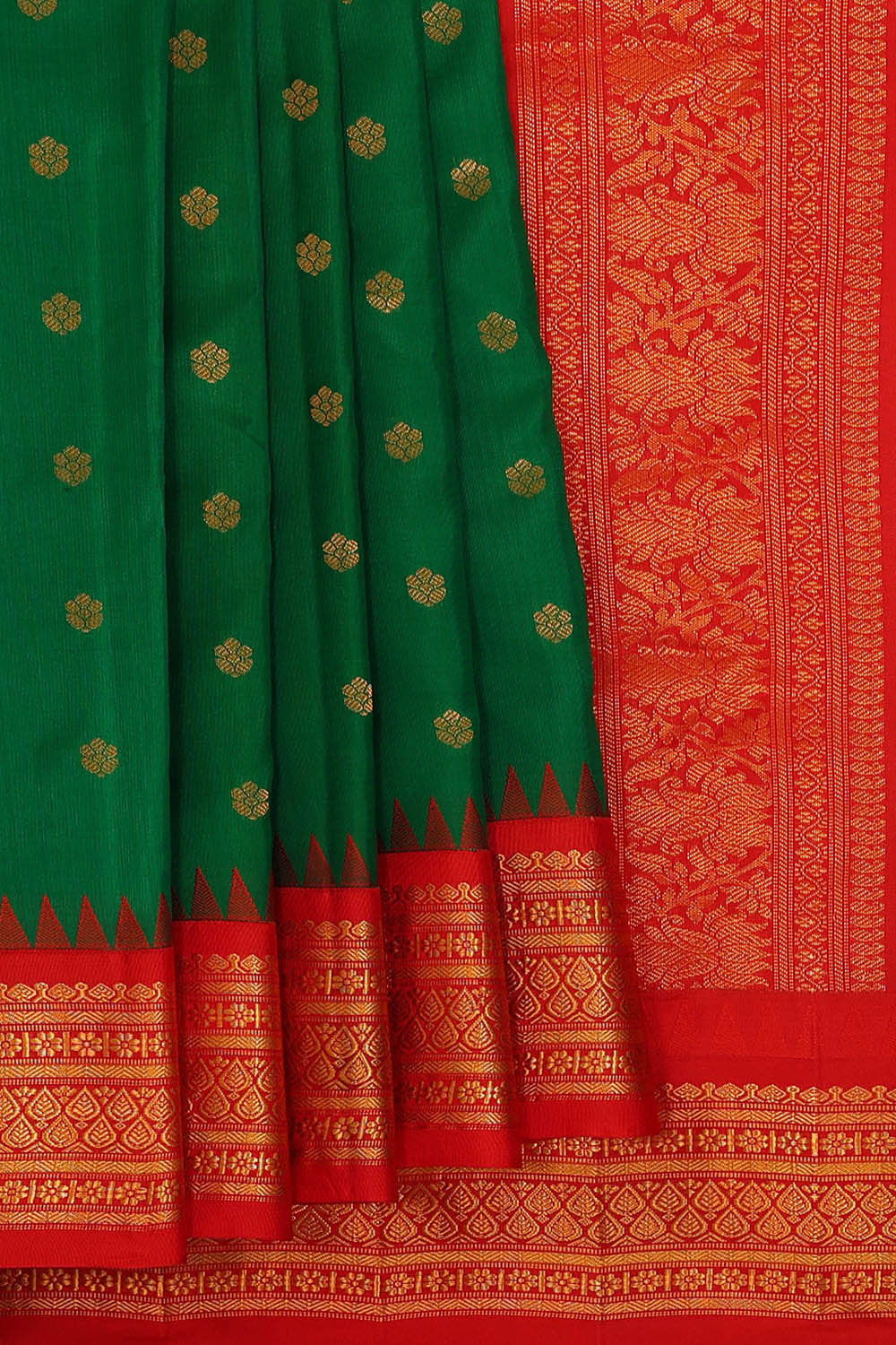 Gadwal Silk Dark Green Saree