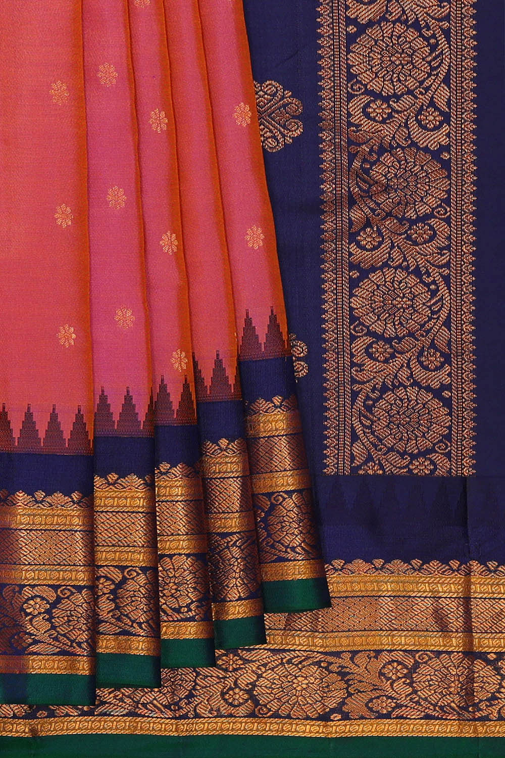 Gadwal Silk Peach Pink Saree