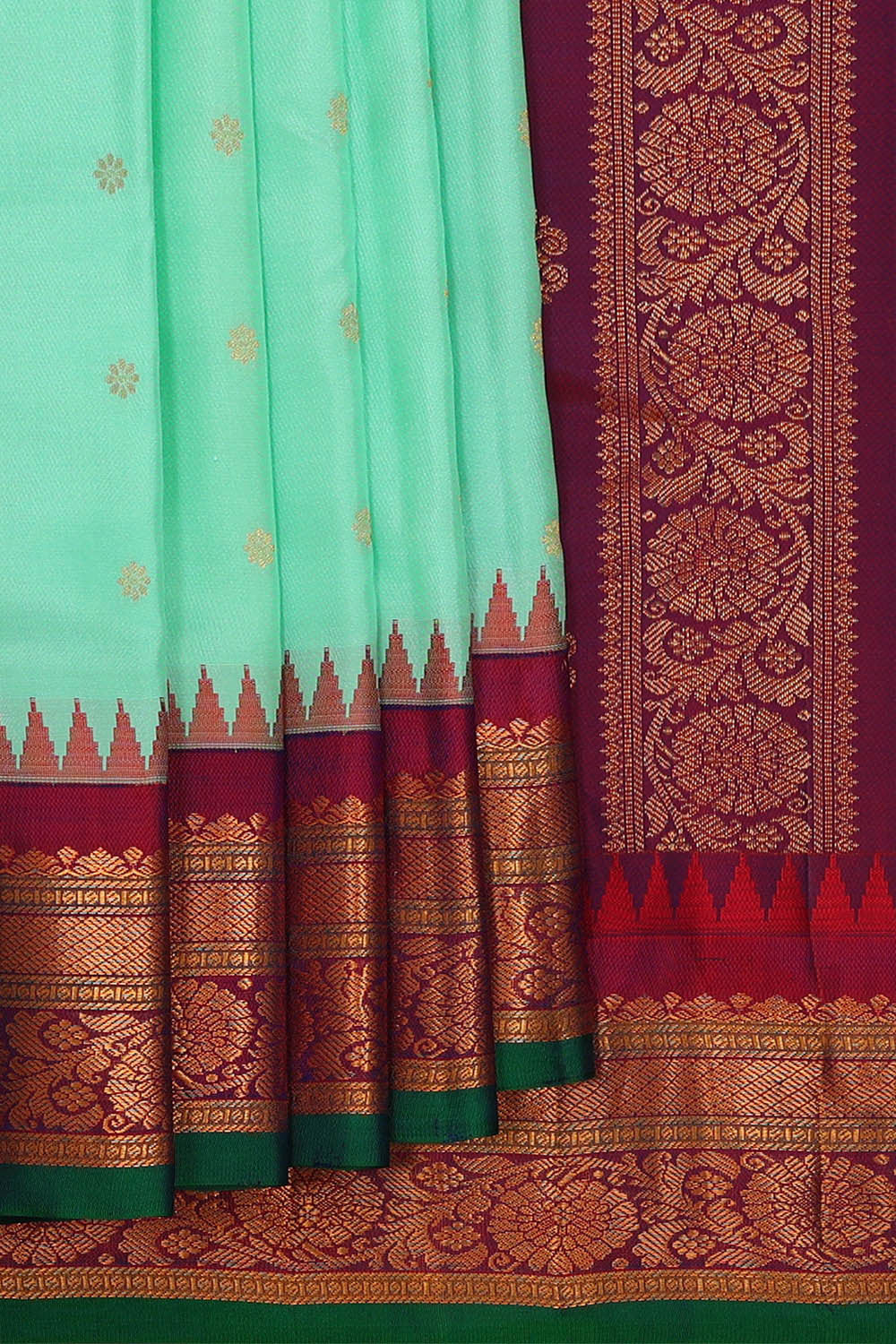 Gadwal Silk Seafoam Green Saree