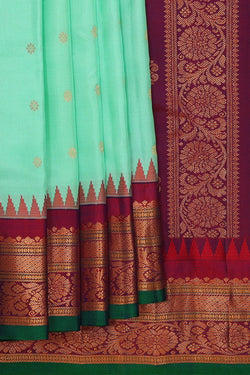 Image of Gadwal Silk Seafoam Green Saree