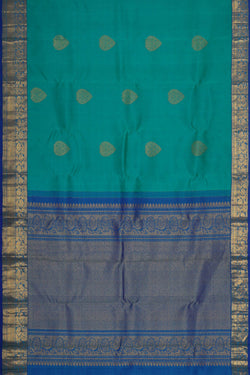 Image of Kanchipattu Turquoise Blue Brocade Saree