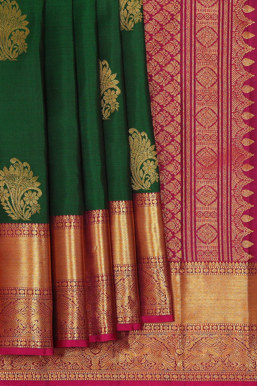 Kanchipattu Dark Green Brocade Saree
