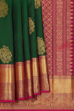 Image of Kanchipattu Dark Green Brocade Saree