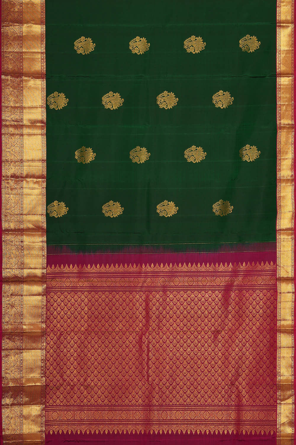 Kanchipattu Dark Green Brocade Saree