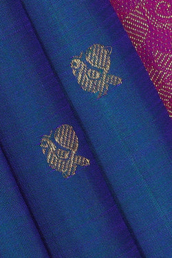 Image of Kanchipattu Peacock Blue Brocade Saree
