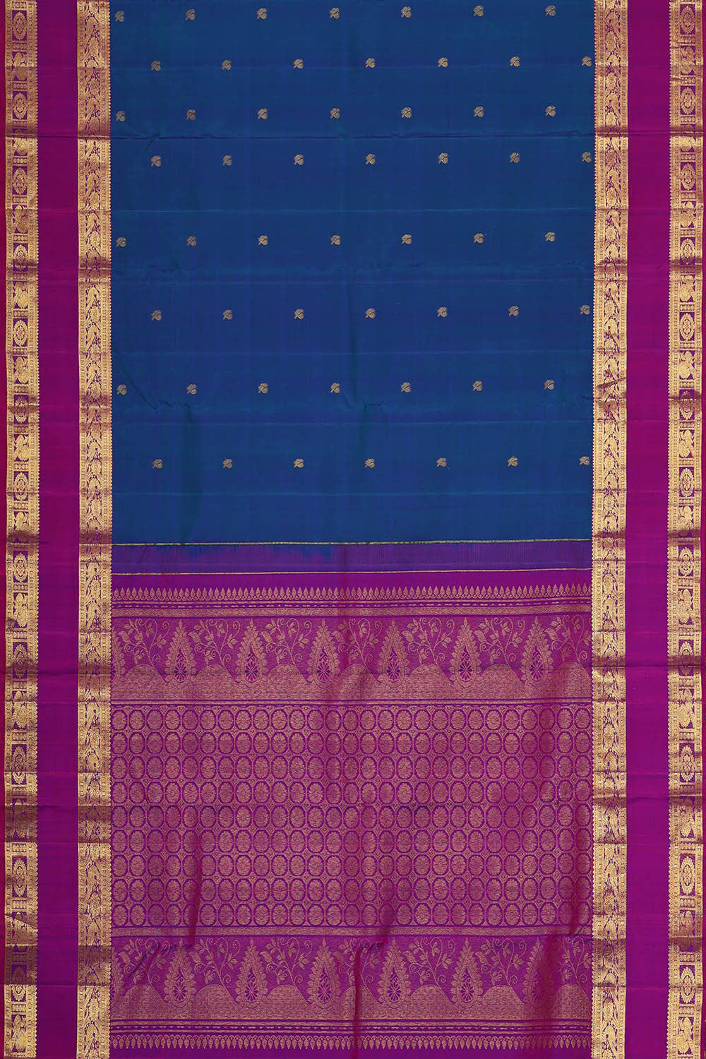 Kanchipattu Peacock Blue Brocade Saree