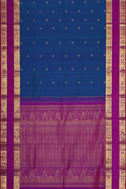 Image of Kanchipattu Peacock Blue Brocade Saree
