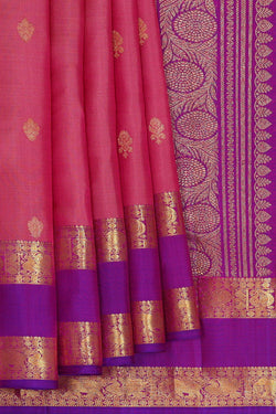Image of Kanchipattu Reddish Pink Brocade Saree