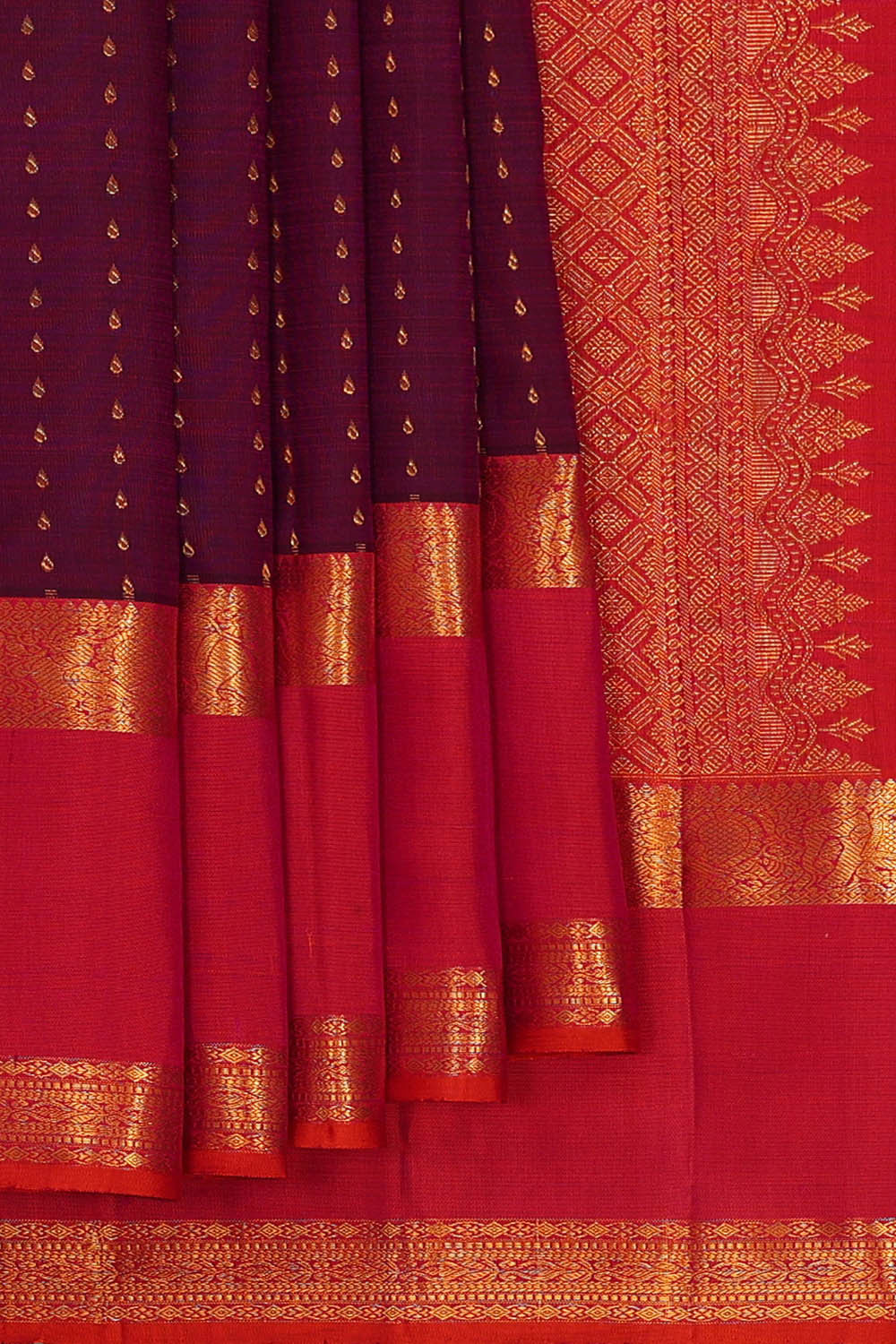 Kanchipattu Deep Wine Brocade Saree