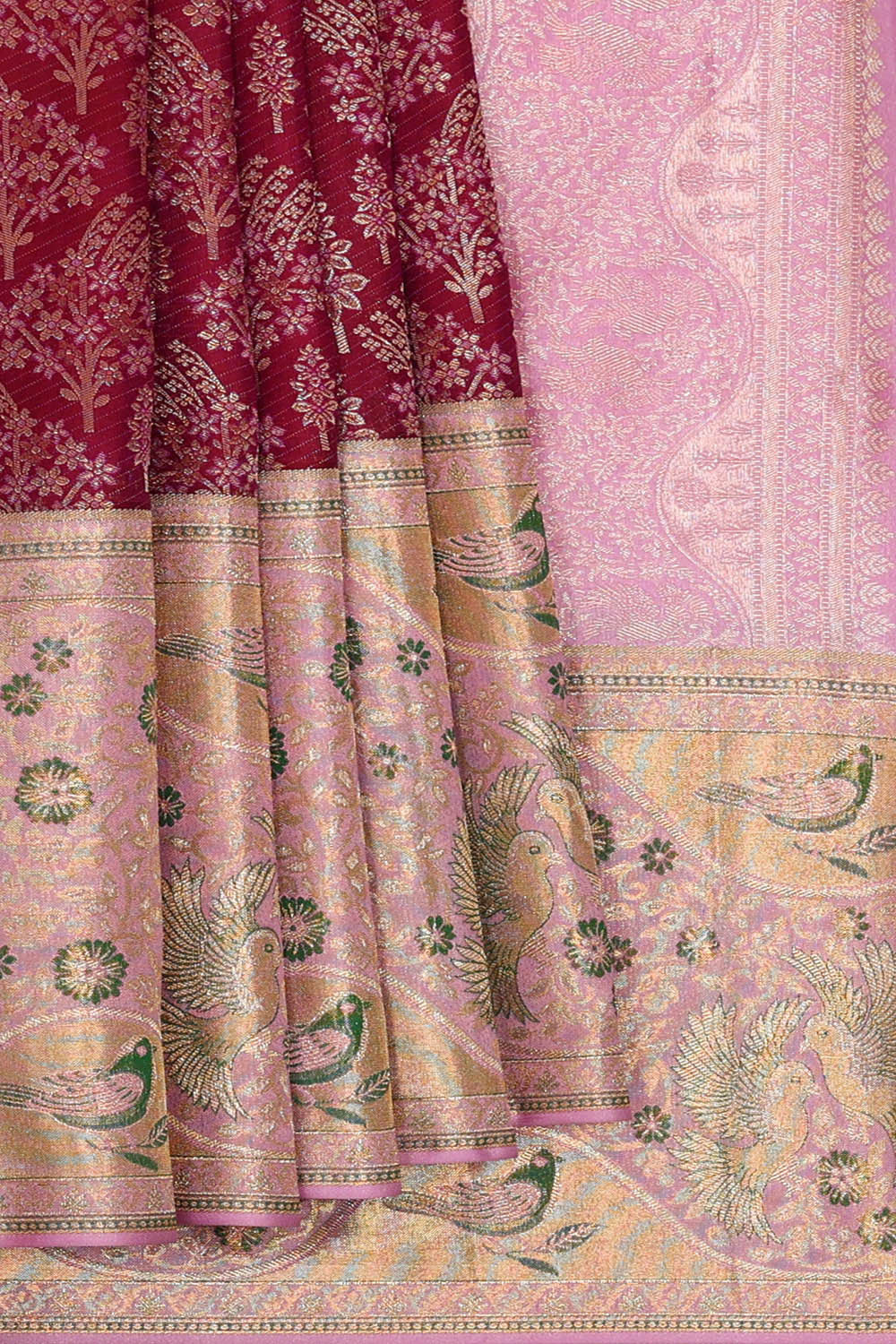 Kanchipattu Dark Magenta Brocade Saree