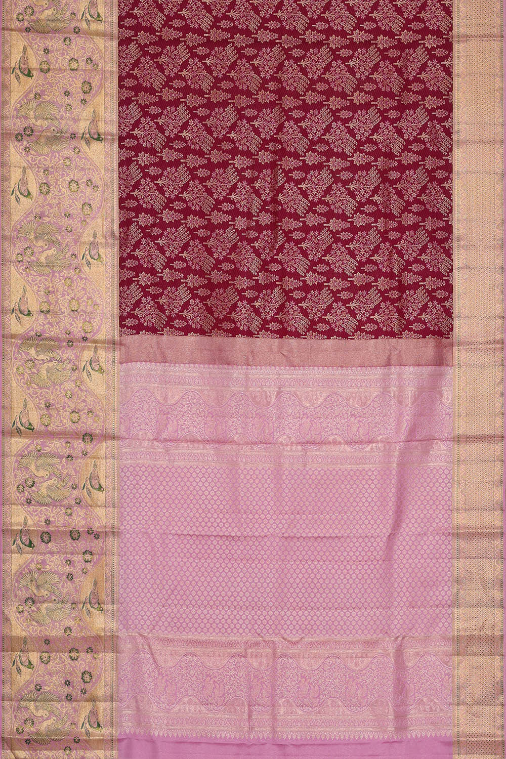 Kanchipattu Dark Magenta Brocade Saree