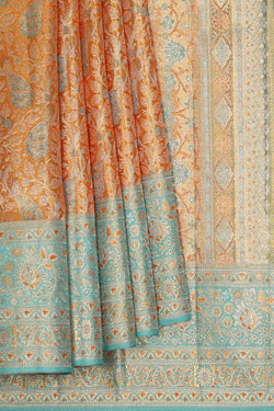 Image of Kanchipattu Orange Tissue Brocade Saree