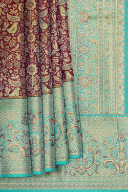 Image of Kanchipattu Brown Tissue Brocade Saree