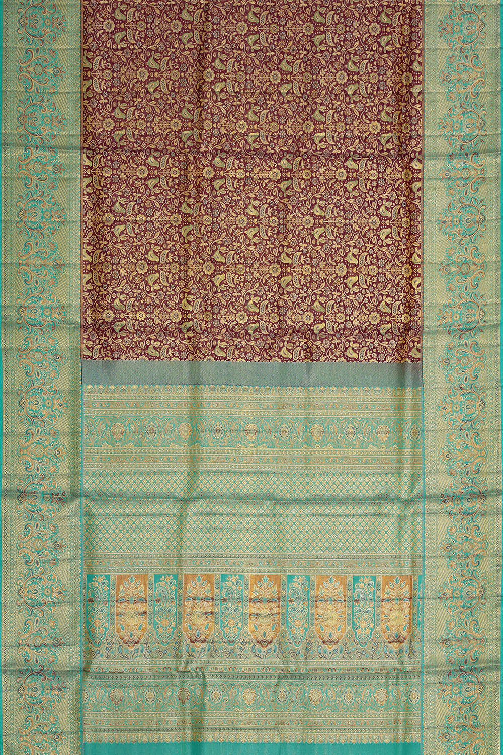 Image of Kanchipattu Brown Tissue Brocade Saree