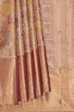 Image of Kanchipattu Golden Purple Tissue Brocade Saree