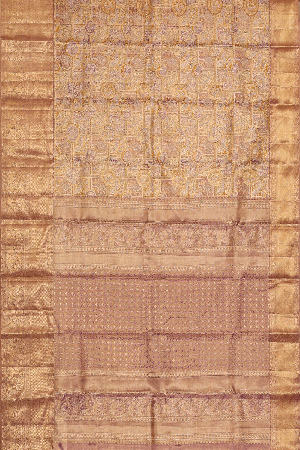 Kanchipattu Golden Purple Tissue Brocade Saree