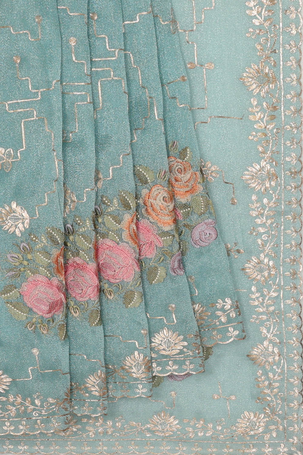 Image of Light Blue Silk Saree