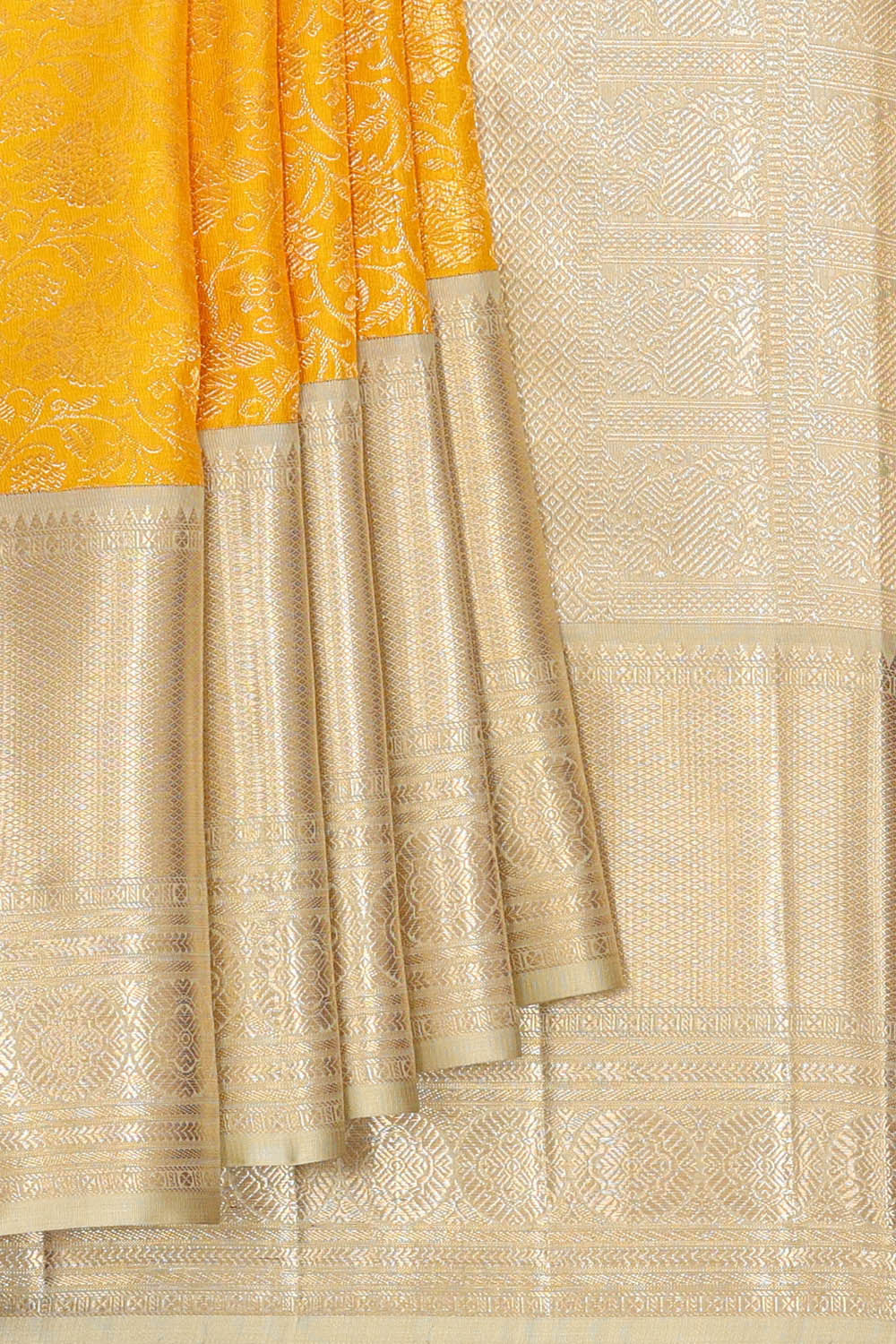 Image of Kanchipattu Haldi Yellow Brocade Saree