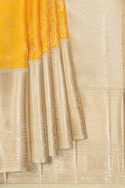 Image of Kanchipattu Haldi Yellow Brocade Saree