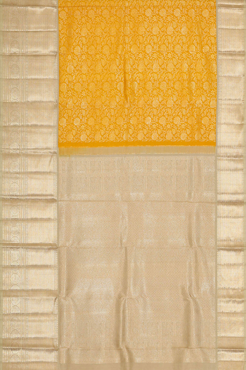 Image of Kanchipattu Haldi Yellow Brocade Saree