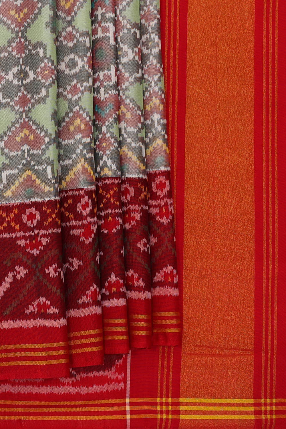 Patan Patola Pista Green Saree