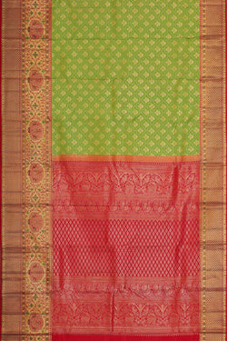 Image of Kanchipattu Parrot Green Brocade Saree