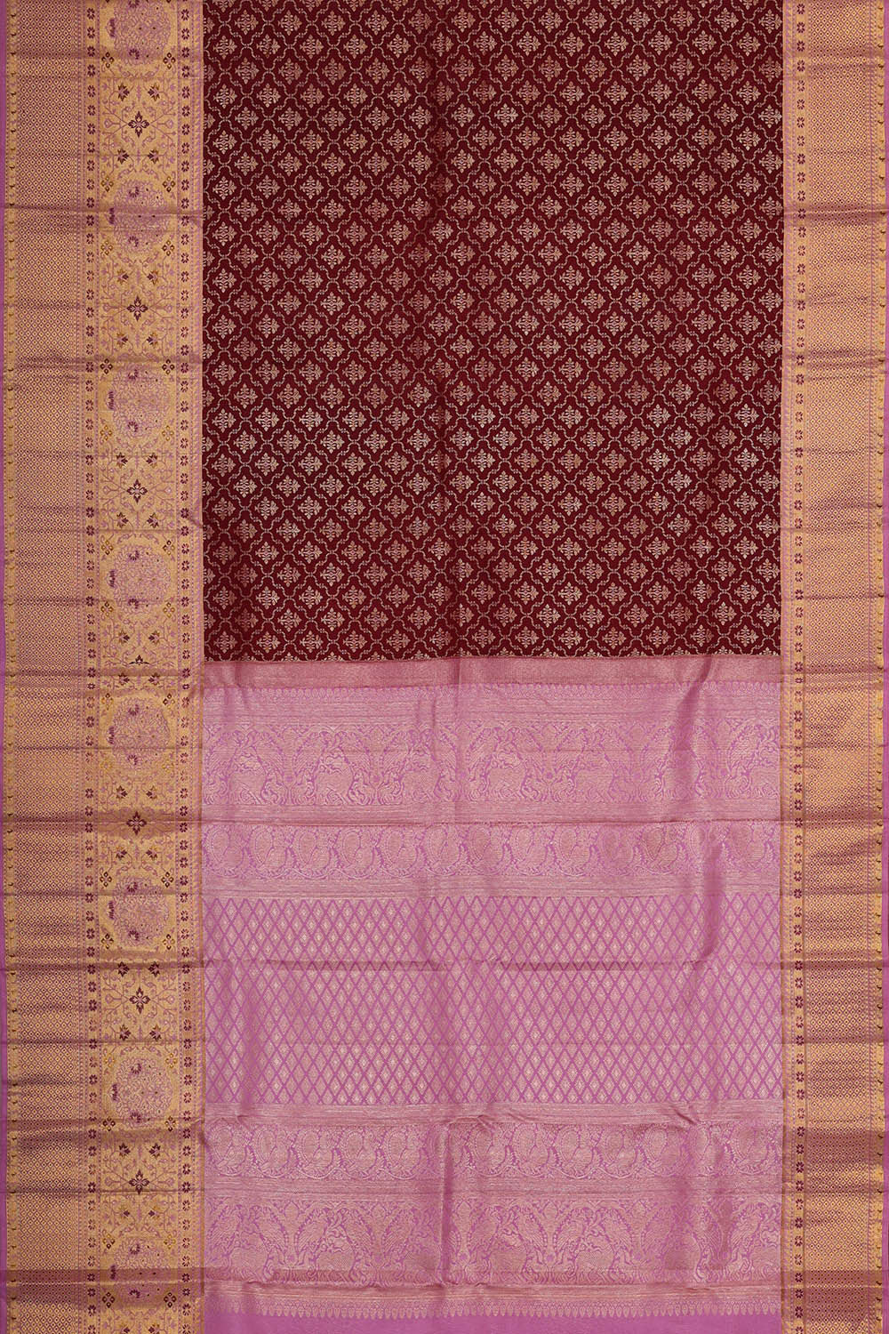 Kanchipattu Dark Red Brocade Saree
