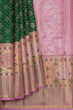 Image of Kanchipattu Dark Green Brocade Saree