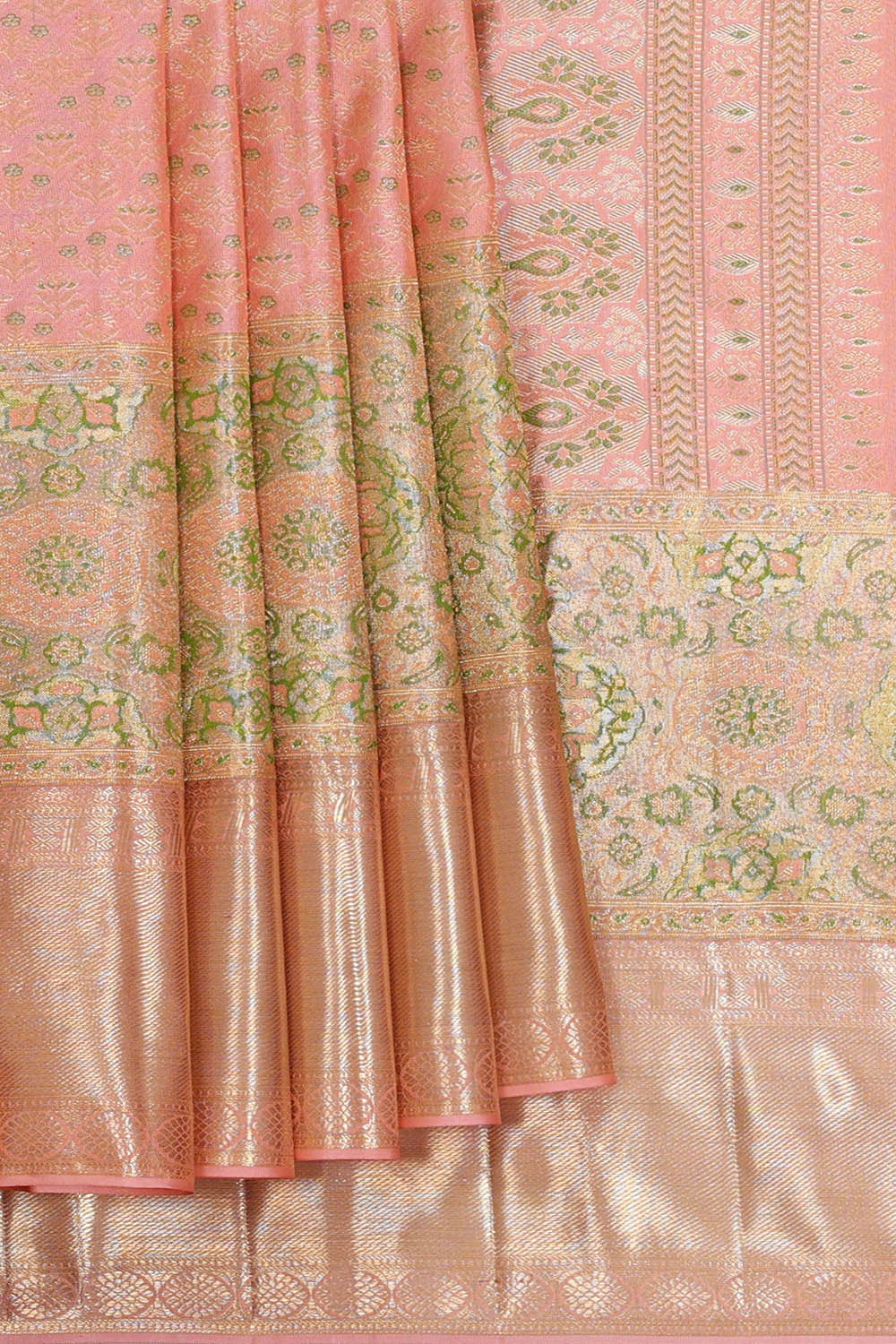 Kanchipattu Peach Brocade Saree