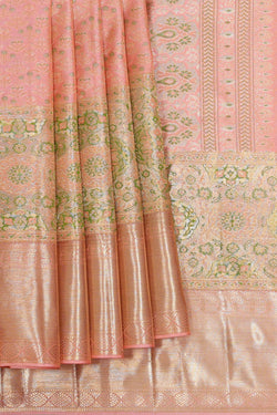 Image of Kanchipattu Peach Brocade Saree