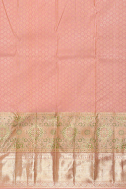 Image of Kanchipattu Peach Brocade Saree