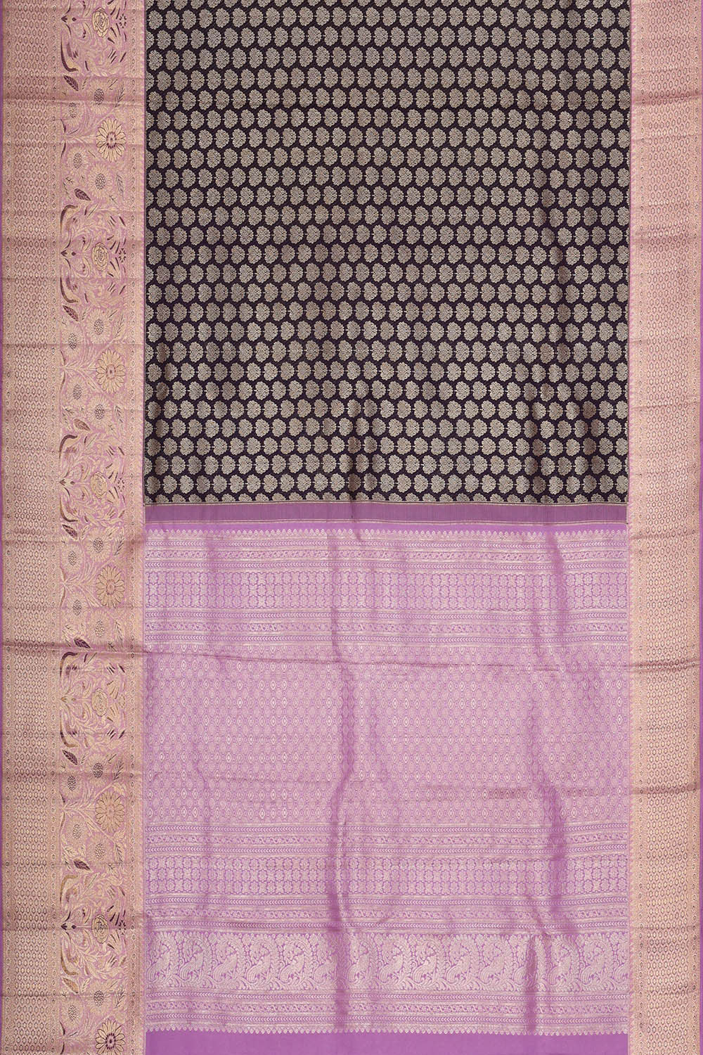 Image of Kanchipattu Navy Blue Brocade Saree