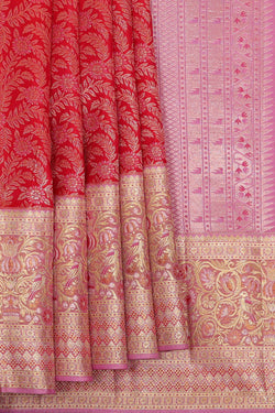 Image of Kanchipattu Red Brocade Saree