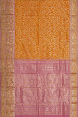 Image of Kanchipattu Mustard Yellow Brocade Saree