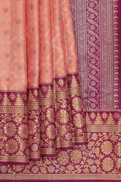 Image of Kanchipattu Peach Brocade Saree
