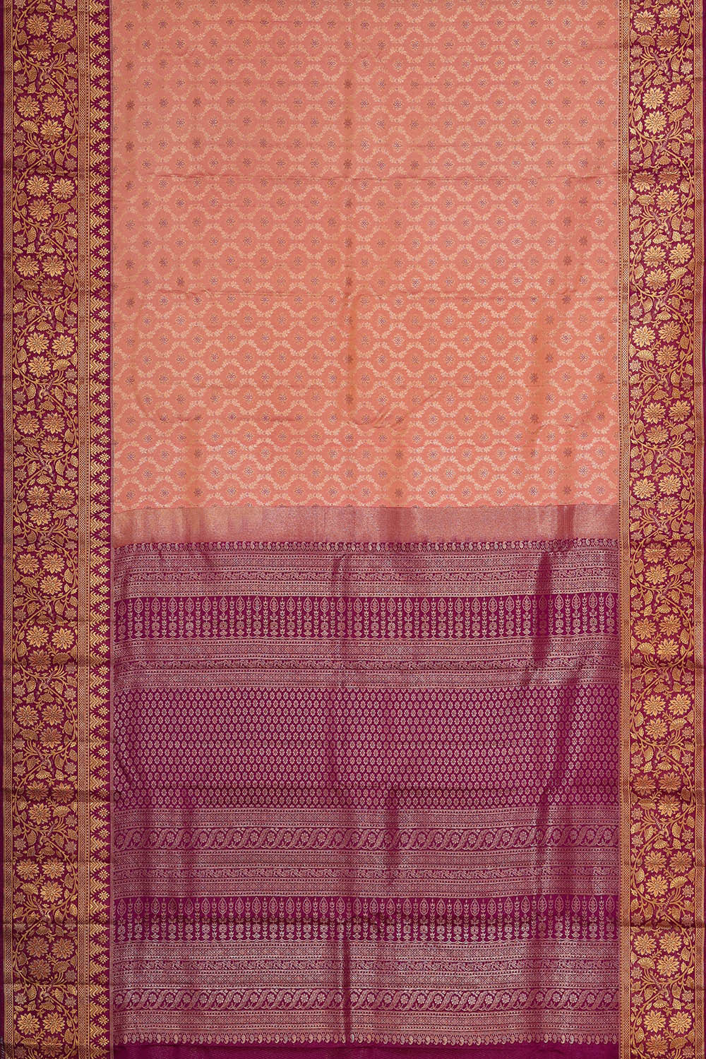 Kanchipattu Peach Brocade Saree