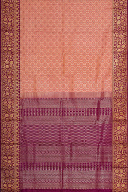 Image of Kanchipattu Peach Brocade Saree