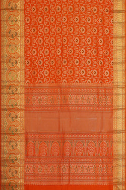 Image of Kanchipattu Orange Brocade Saree
