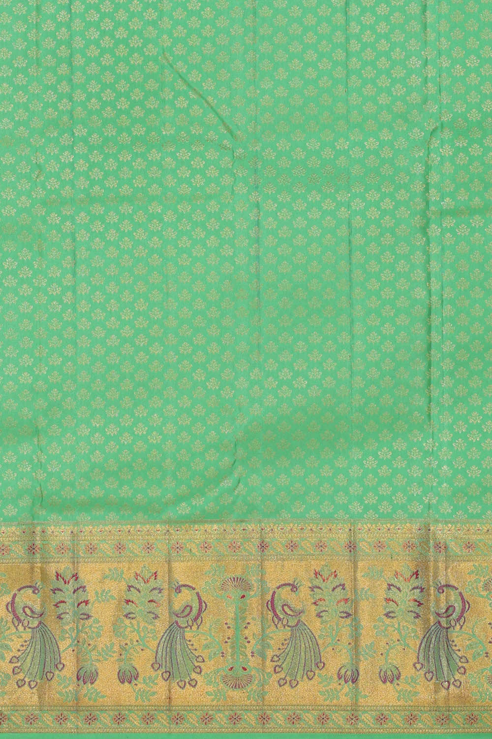 Image of Kanchipattu Seafoam Green Brocade Saree