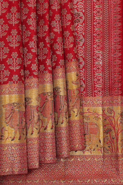 Image of Kanchipattu Red Brocade Saree