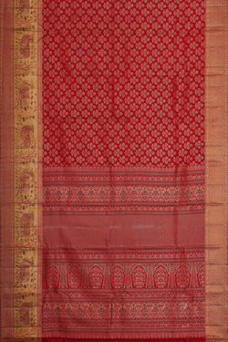 Image of Kanchipattu Red Brocade Saree