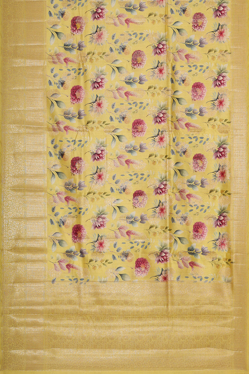 Cream Yellow Silk Saree