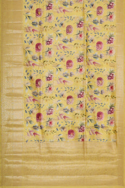 Image of Cream Yellow Silk Saree